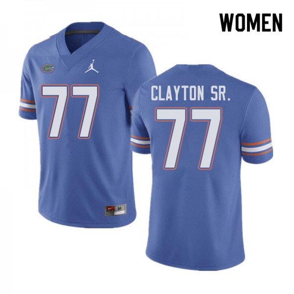 Jordan Brand Women #77 Antonneous Clayton Sr. Florida Gators College Football Jersey Blue